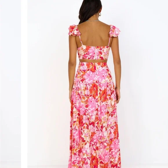 Floral Maxi Dress with Cutouts - Size XL - Picture 4 of 9